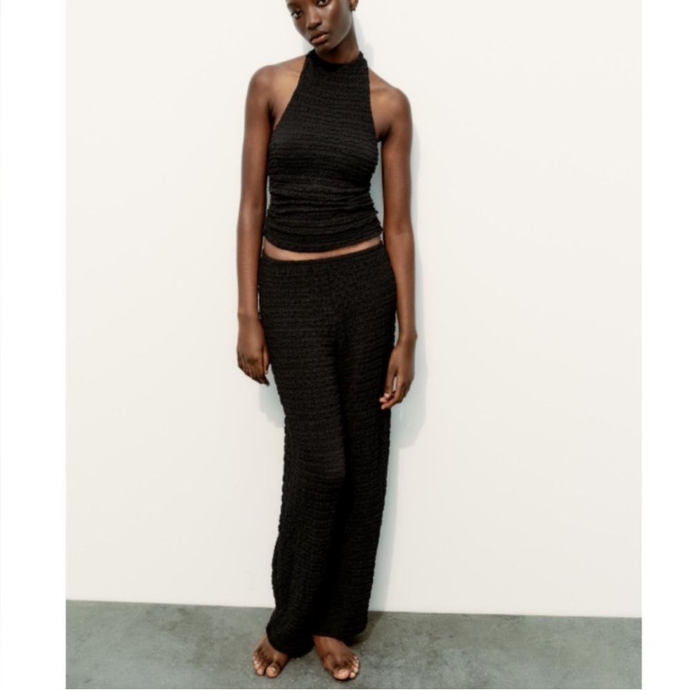 Zara matching set TEXTURED PANTS & HALTER TOP small